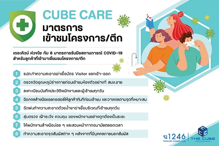 เดอะคิวบ์ คอนโด ห่วงใยทุกท่านนำ CUBE CARE 8 มาตรการรับมือ COVID-19