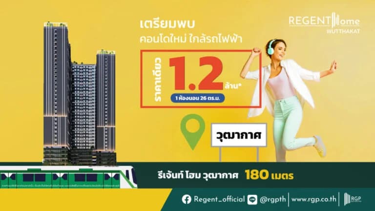 รีเจ้นท์ฯ ลุยเปิด “รีเจ้นท์ โฮม วุฒากาศ” สวนกระแสเศรษฐกิจซบ ราคาเดียว 1.2 ล้านบาท เดือนพฤษภาคมนี้